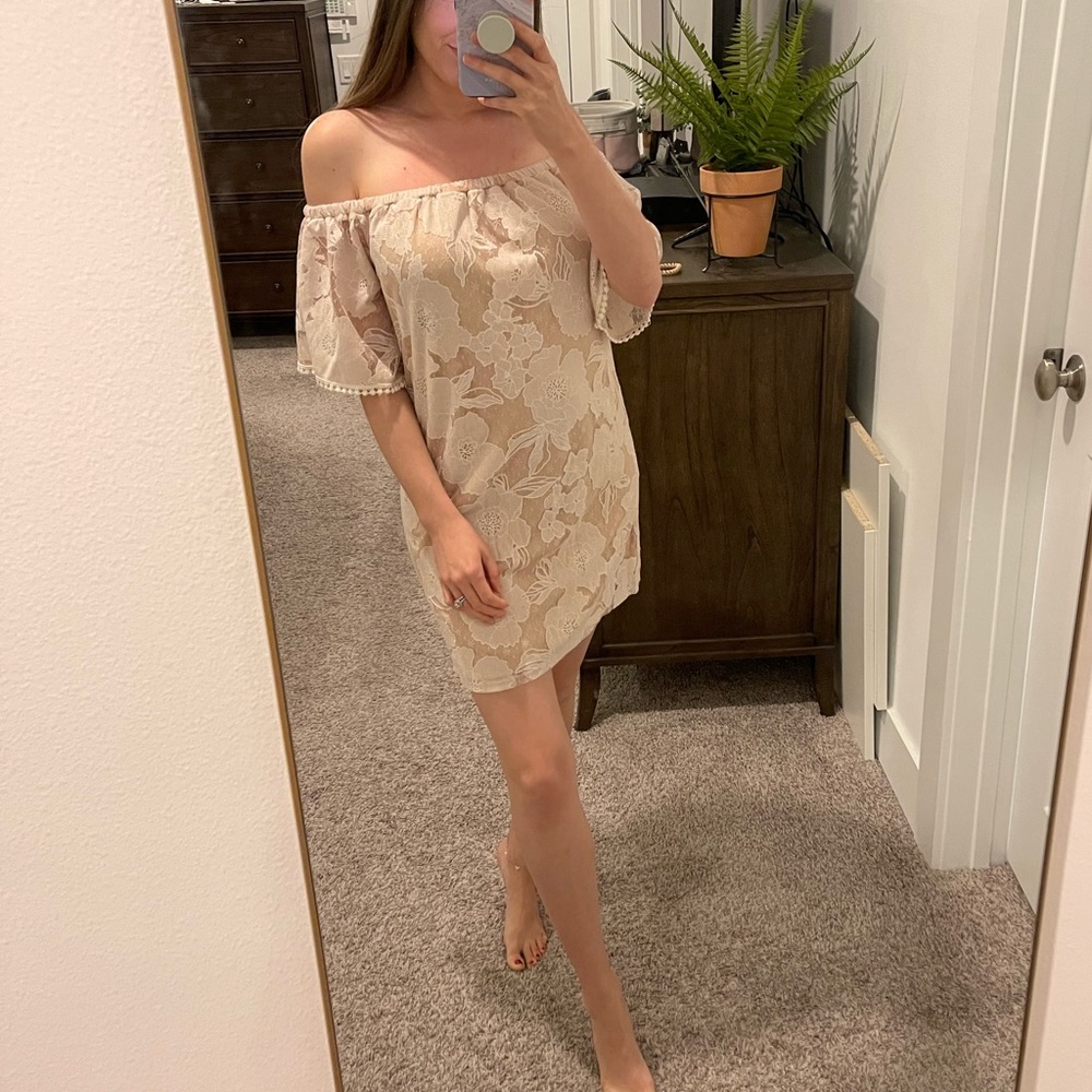 Charlotte Russe Lace Off The Shoulder Mini